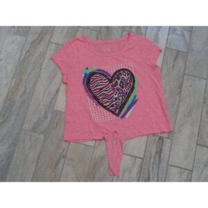 NWOT "CRB Girl" girls large 14 1/2-16 1/2 pink front tie leopard print top